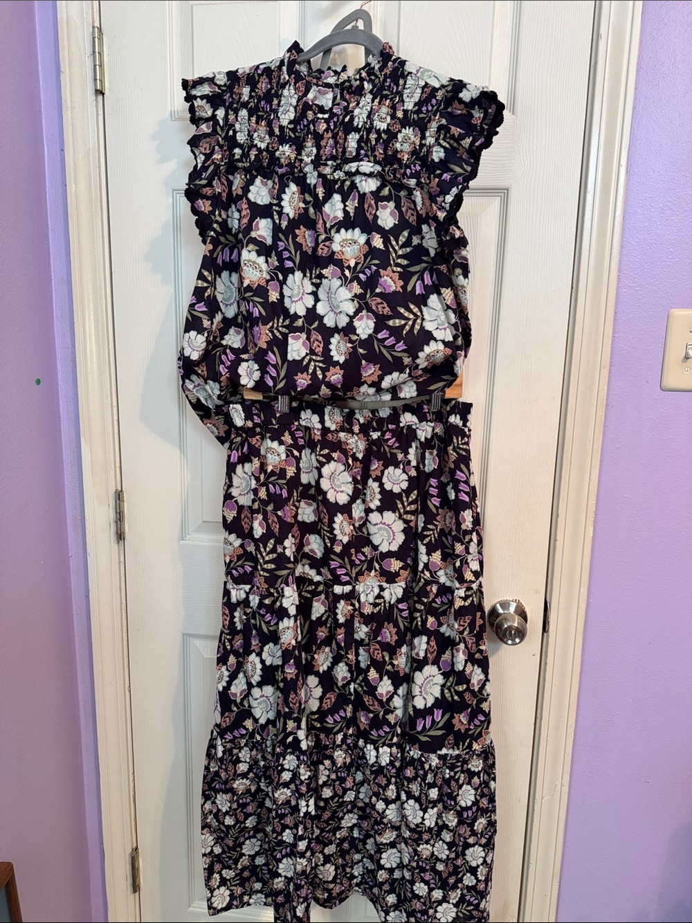 Lane Bryant Black Floral Smocked Midi Dress